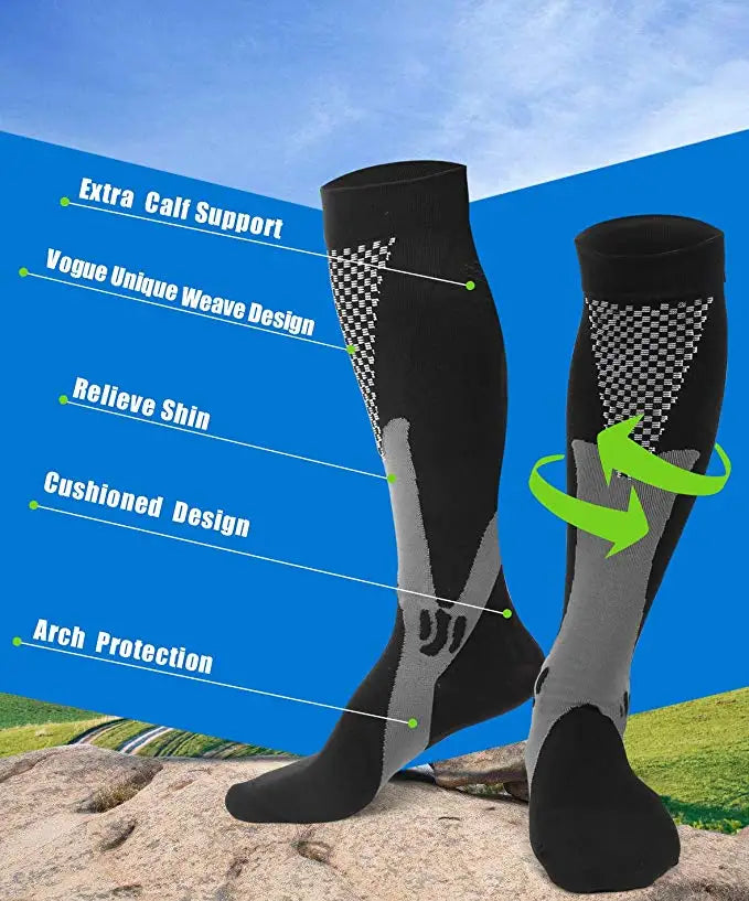 3 Pairs Men Women Compression Socks Fit Sports Compression Socks For Anti Fatigue Pain Relief Knee Prevent Varicose Veins Socks