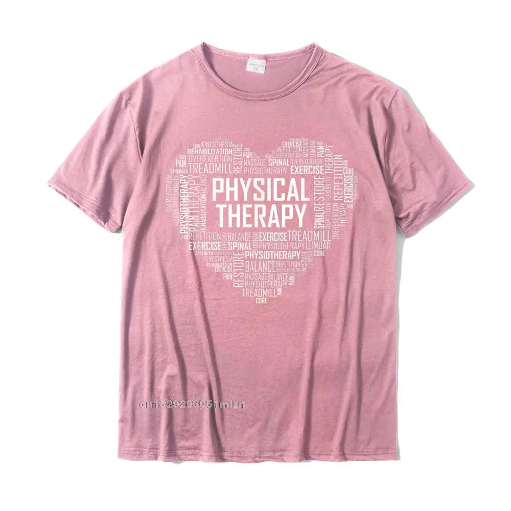 PT Physical Therapy T Shirt Heart Gift Therapist Month T-Shirt Casual Geek Tops Tees Slim Fit Cotton Men's T Shirts