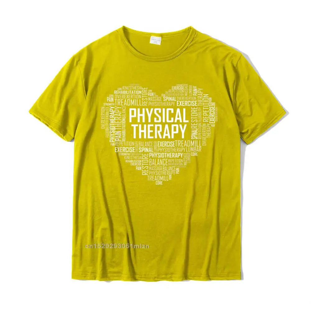 PT Physical Therapy T Shirt Heart Gift Therapist Month T-Shirt Casual Geek Tops Tees Slim Fit Cotton Men's T Shirts