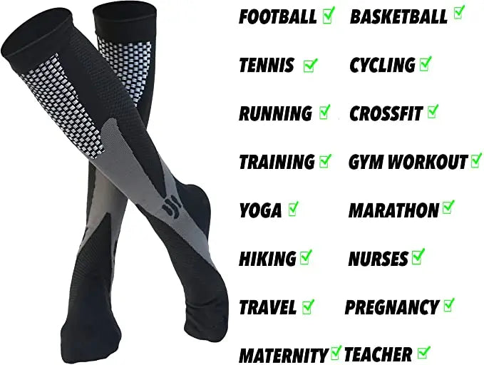 3 Pairs Men Women Compression Socks Fit Sports Compression Socks For Anti Fatigue Pain Relief Knee Prevent Varicose Veins Socks