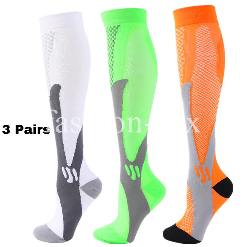 3 Pairs Men Women Compression Socks Fit Sports Compression Socks For Anti Fatigue Pain Relief Knee Prevent Varicose Veins Socks