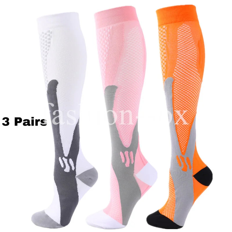 3 Pairs Men Women Compression Socks Fit Sports Compression Socks For Anti Fatigue Pain Relief Knee Prevent Varicose Veins Socks