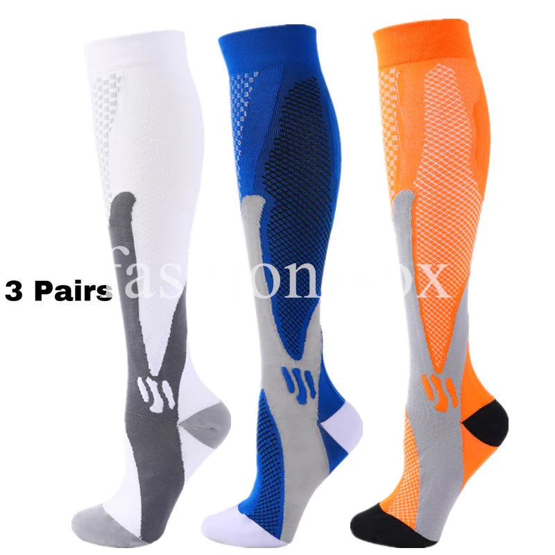 3 Pairs Men Women Compression Socks Fit Sports Compression Socks For Anti Fatigue Pain Relief Knee Prevent Varicose Veins Socks