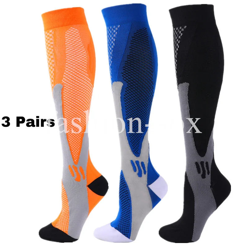 3 Pairs Men Women Compression Socks Fit Sports Compression Socks For Anti Fatigue Pain Relief Knee Prevent Varicose Veins Socks