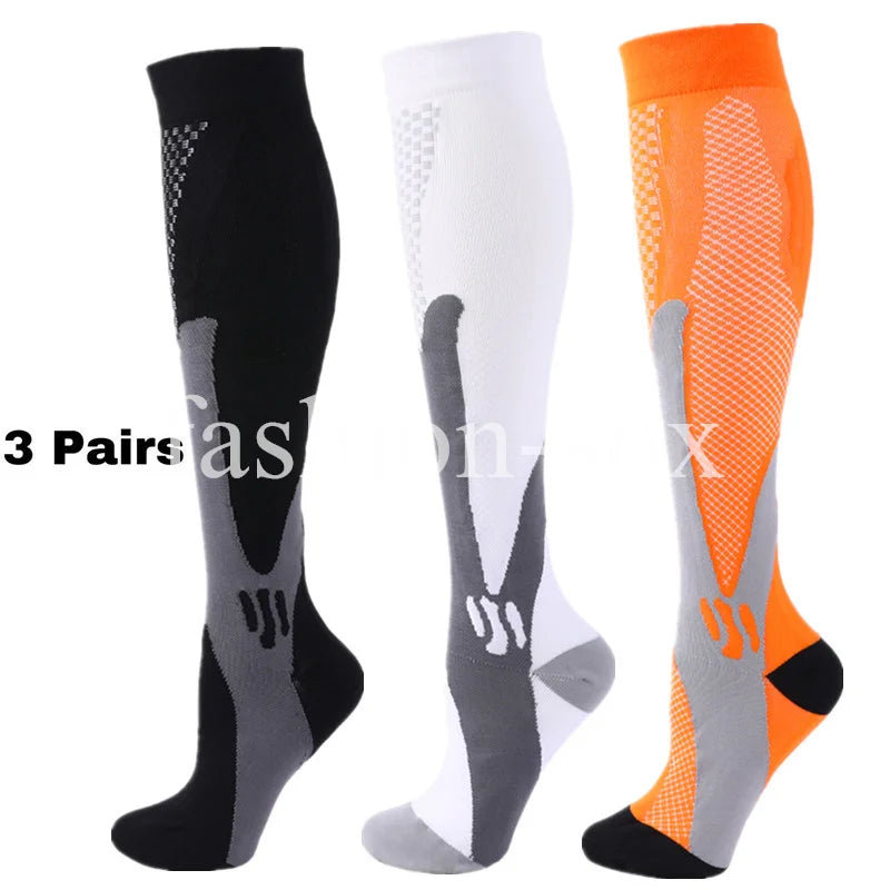 3 Pairs Men Women Compression Socks Fit Sports Compression Socks For Anti Fatigue Pain Relief Knee Prevent Varicose Veins Socks