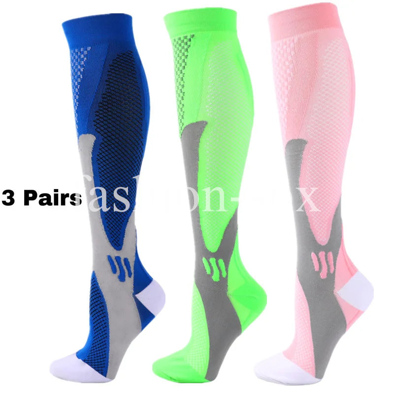 3 Pairs Men Women Compression Socks Fit Sports Compression Socks For Anti Fatigue Pain Relief Knee Prevent Varicose Veins Socks