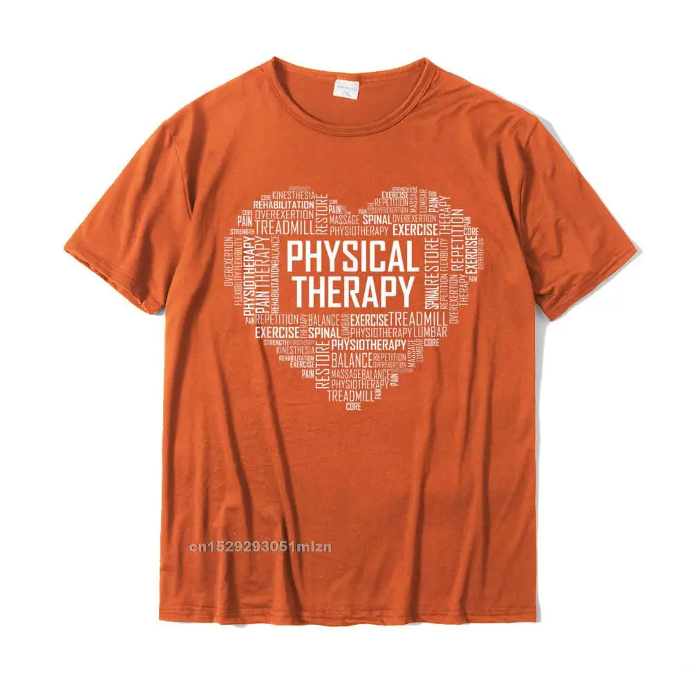 PT Physical Therapy T Shirt Heart Gift Therapist Month T-Shirt Casual Geek Tops Tees Slim Fit Cotton Men's T Shirts