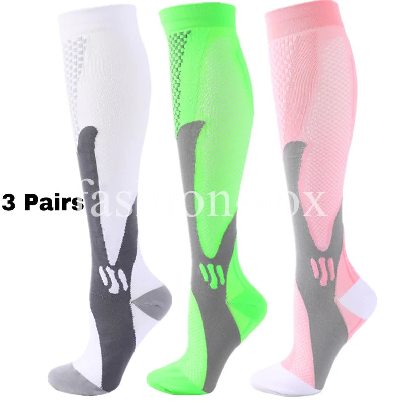 3 Pairs Men Women Compression Socks Fit Sports Compression Socks For Anti Fatigue Pain Relief Knee Prevent Varicose Veins Socks