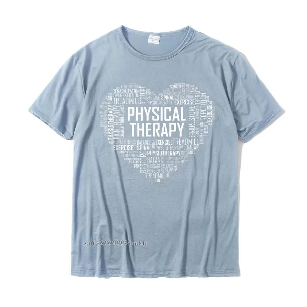 PT Physical Therapy T Shirt Heart Gift Therapist Month T-Shirt Casual Geek Tops Tees Slim Fit Cotton Men's T Shirts