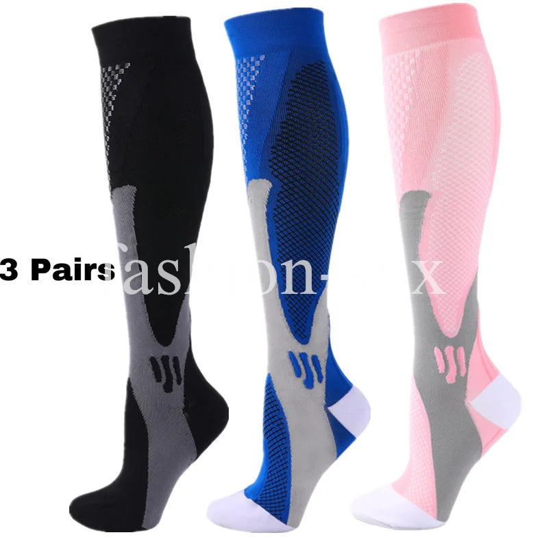 3 Pairs Men Women Compression Socks Fit Sports Compression Socks For Anti Fatigue Pain Relief Knee Prevent Varicose Veins Socks