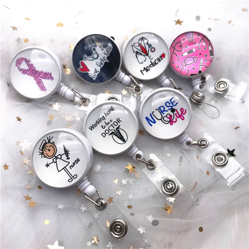 New Arrival Top Quality Retractable Doctor Nurse Badge Reel Fashion Cartoon cute Students ID Card Badge Holder