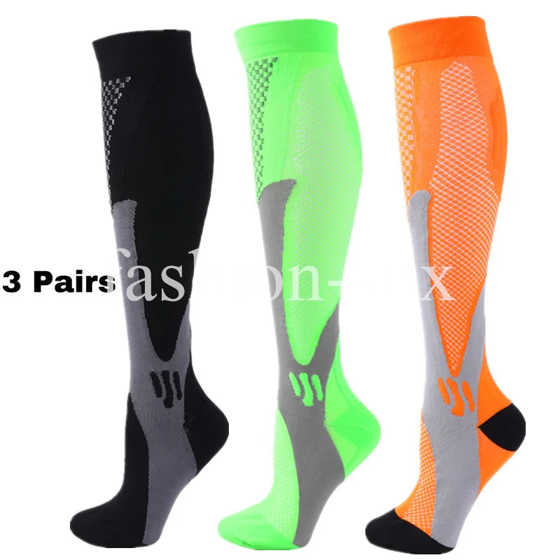 3 Pairs Men Women Compression Socks Fit Sports Compression Socks For Anti Fatigue Pain Relief Knee Prevent Varicose Veins Socks