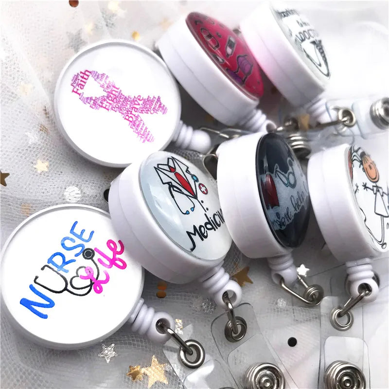 New Arrival Top Quality Retractable Doctor Nurse Badge Reel Fashion Cartoon cute Students ID Card Badge Holder