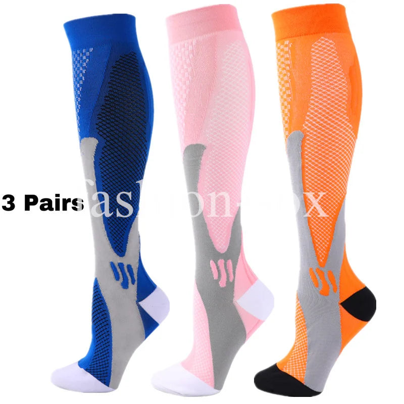 3 Pairs Men Women Compression Socks Fit Sports Compression Socks For Anti Fatigue Pain Relief Knee Prevent Varicose Veins Socks