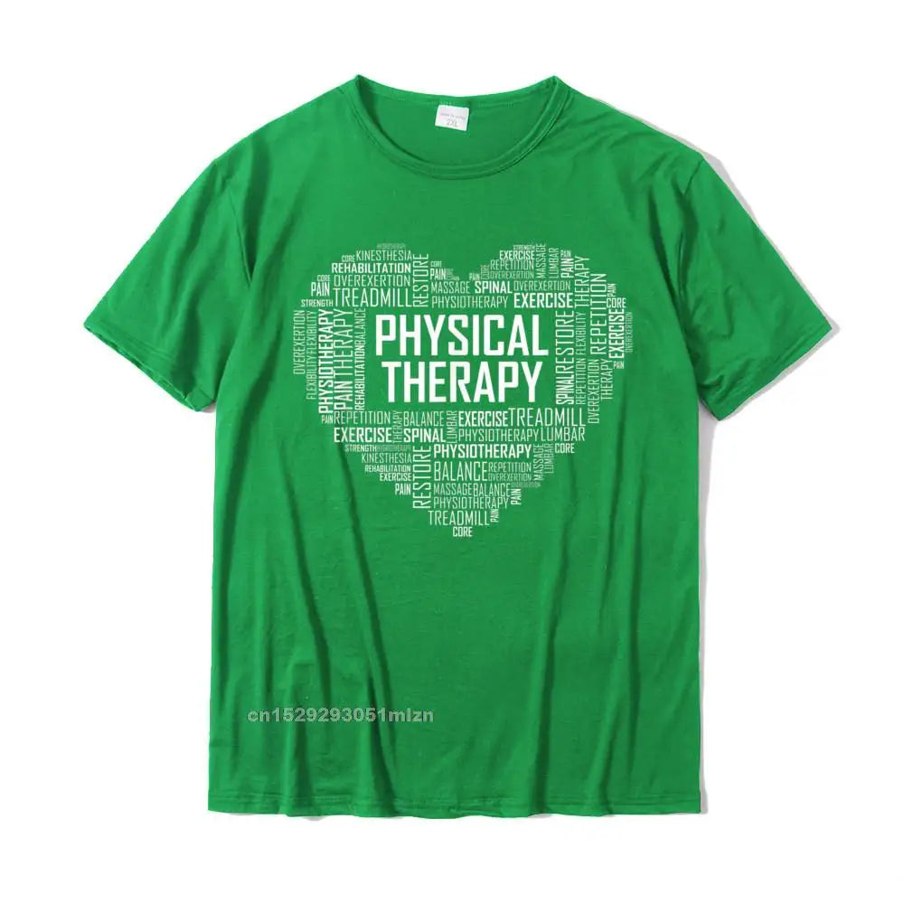 PT Physical Therapy T Shirt Heart Gift Therapist Month T-Shirt Casual Geek Tops Tees Slim Fit Cotton Men's T Shirts