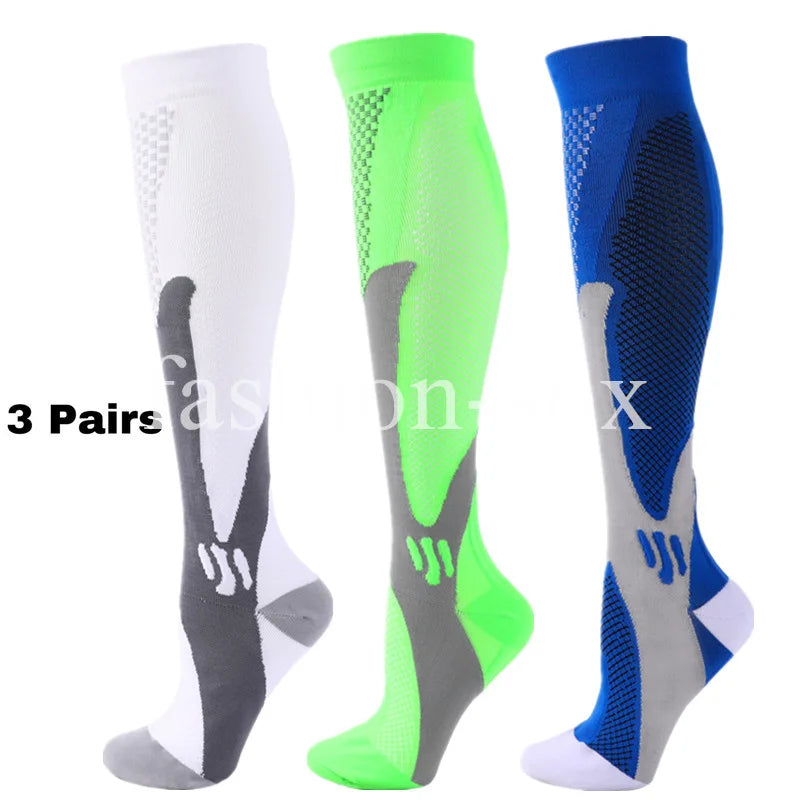 3 Pairs Men Women Compression Socks Fit Sports Compression Socks For Anti Fatigue Pain Relief Knee Prevent Varicose Veins Socks