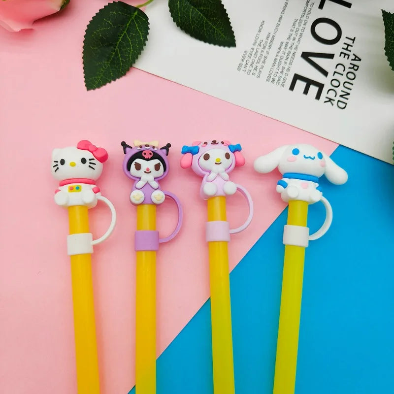 Sanrio Series Cute Straw Covers for Stanley Tumbler Cups Accessories Kawaii Silicone Straw Toppers Protector Cap for 10mm Straws