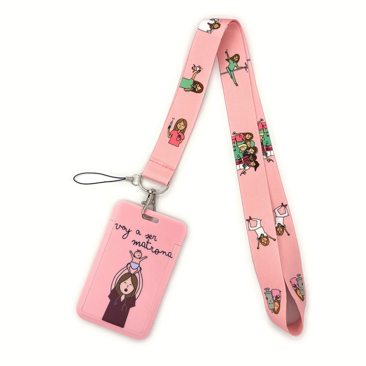 Nurse Life Lanyard Credit Card Holder Neck Strap Cartoon Business Keychain Hang Rope ID Badge Holder Lariat Lasso