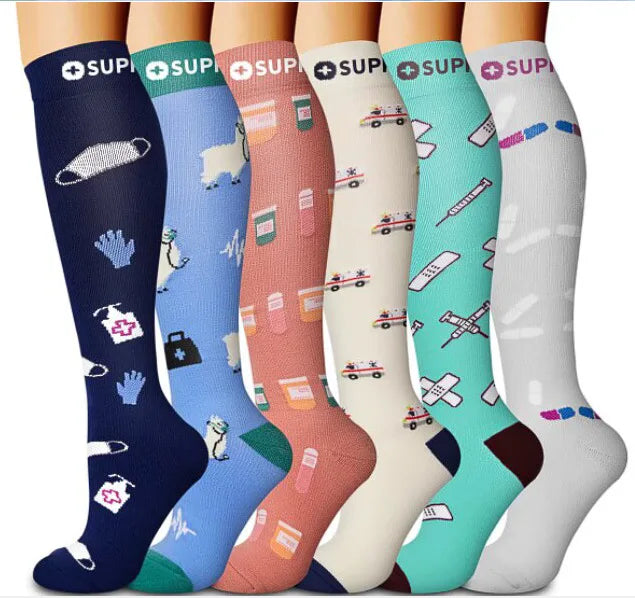 Animal Fruit Compression Socks for Men Women Running Nurse Compression Socks Nurses Sport 6 PAIRS Ladies Lady Womens Running