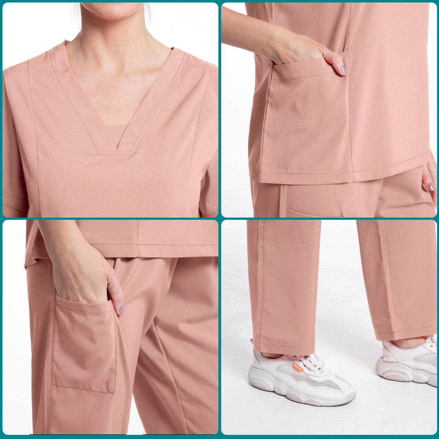 Nurse Medical Uniform High Quality Pet Grooming Care Workwear Set Scrubs Operating Room Surgical Gown Short Sleeve Elastic Pants