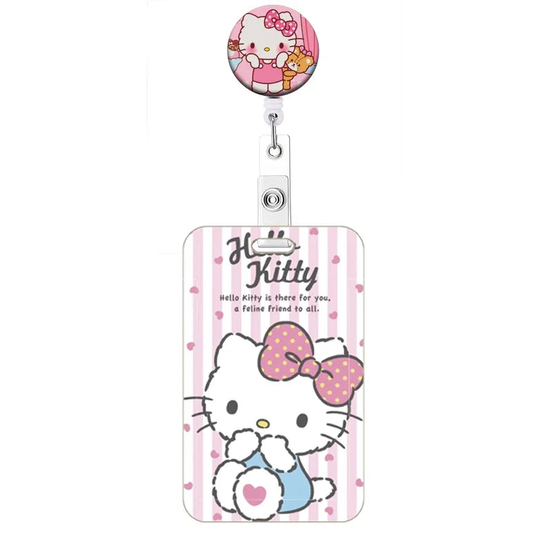 Cartoon Hello Kitty Retractable Clip ID Card Holder Women Door Badge Reel Yoyo Girls Cardholders Nurse Hang Credential Buckle