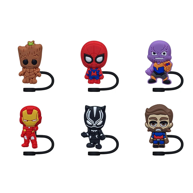 Hot Toys The Avengers SuperHero 10MM Straw Cover Cap Straw Plug Splash Proof Drinking Cup Straw Accessories Home Party Gift