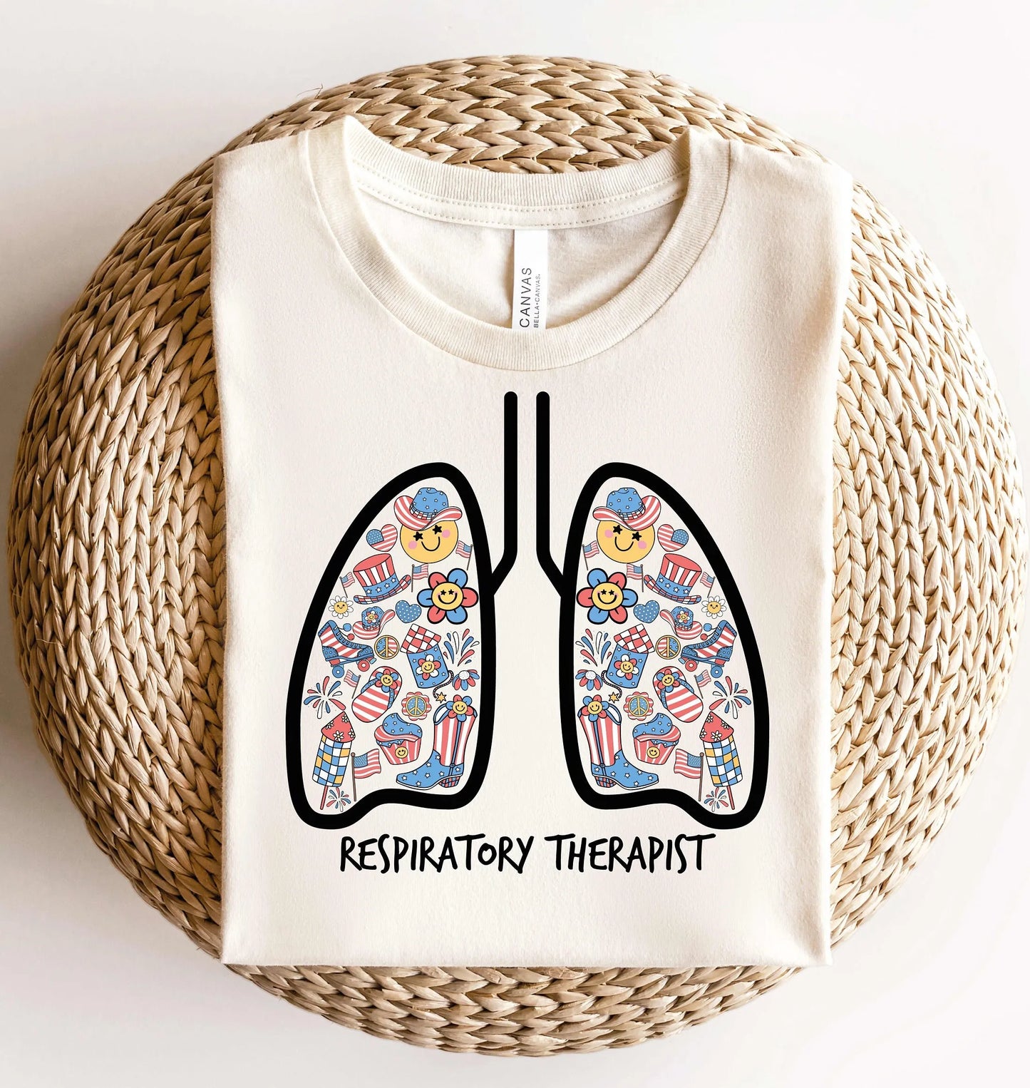 Respiratory Therapist 4Th Of July T Shirt Lungs Usa Flag Patriotic Nurse Independence Day Rt