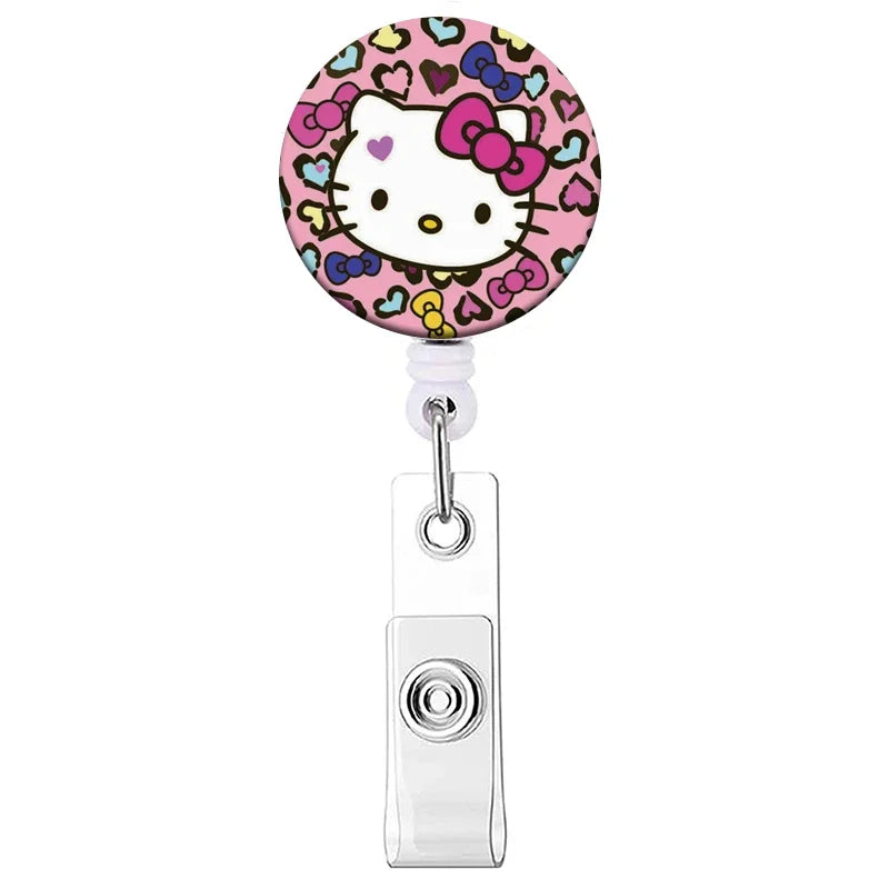 Cartoon Hello Kitty Retractable Clip ID Card Holder Women Door Badge Reel Yoyo Girls Cardholders Nurse Hang Credential Buckle