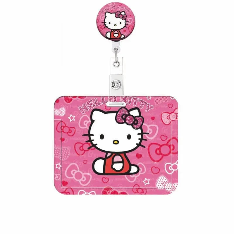 Cartoon Hello Kitty Retractable Clip ID Card Holder Women Door Badge Reel Yoyo Girls Cardholders Nurse Hang Credential Buckle