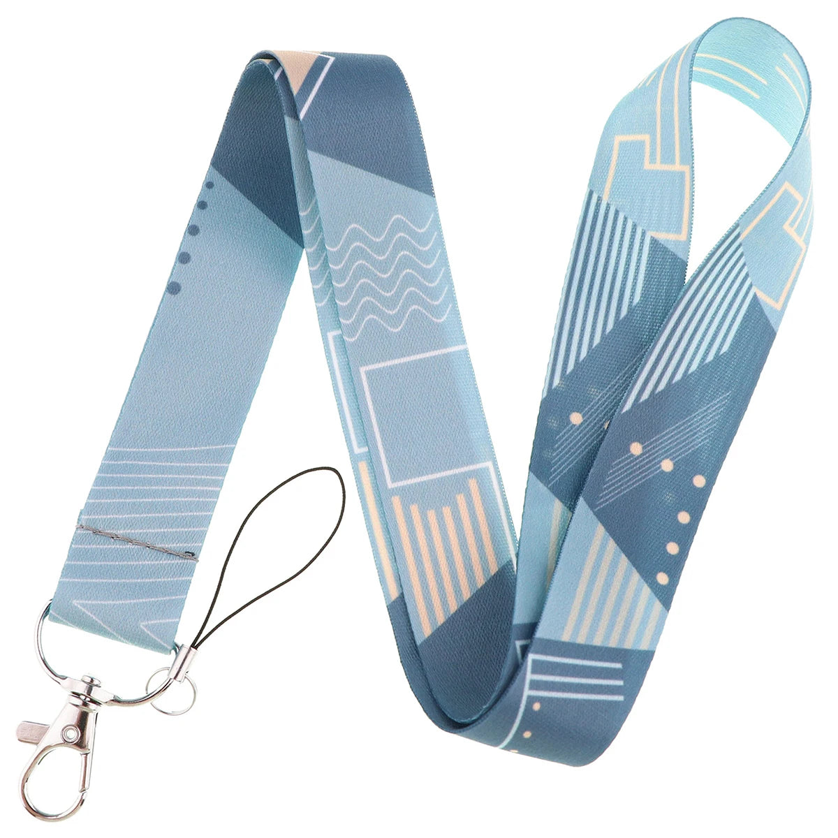 Ransitute R2809 DIY Minimalist Pattern Patchwork ID Card Holder Bus Card Holder Staff Card Lanyard For Keys Phone DIY Hang Rope