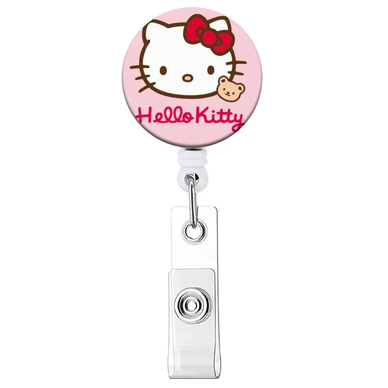 Cartoon Hello Kitty Retractable Clip ID Card Holder Women Door Badge Reel Yoyo Girls Cardholders Nurse Hang Credential Buckle