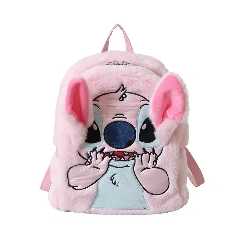 MINISO Stitch New Plush Backpack Cartoon Fashion 3D Mini Women's Backpack Large Capacity Cute Children's Schoolbag periphery