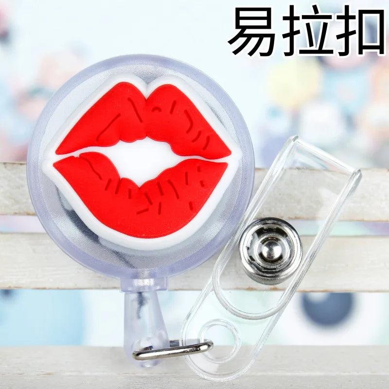 Cartoon Cute Sexy Girl ID Card Holder Scalable Toggle Clip Employee Card Nurse Chest Card Student Bus Card Holder