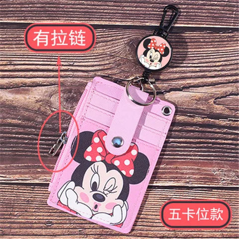 Unisex 5 Bits Badge Reel Business Named Card Holder Identity Lanyard PU Neck Strap Card Bus ID IC Holders With Coin Purse