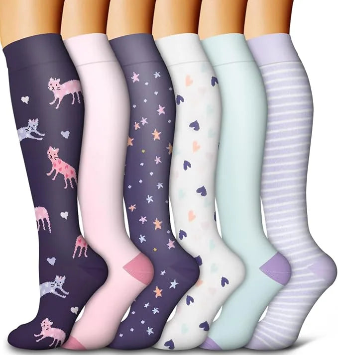 Animal Fruit Compression Socks for Men Women Running Nurse Compression Socks Nurses Sport 6 PAIRS Ladies Lady Womens Running