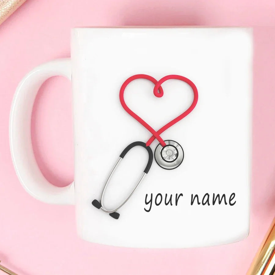 2024 Doctors Gift Hospital Customization Stethoscope Funny and Unique Ceramic Coffee Cup Mug Mugs Coffee Cups Unusual Tea Cup