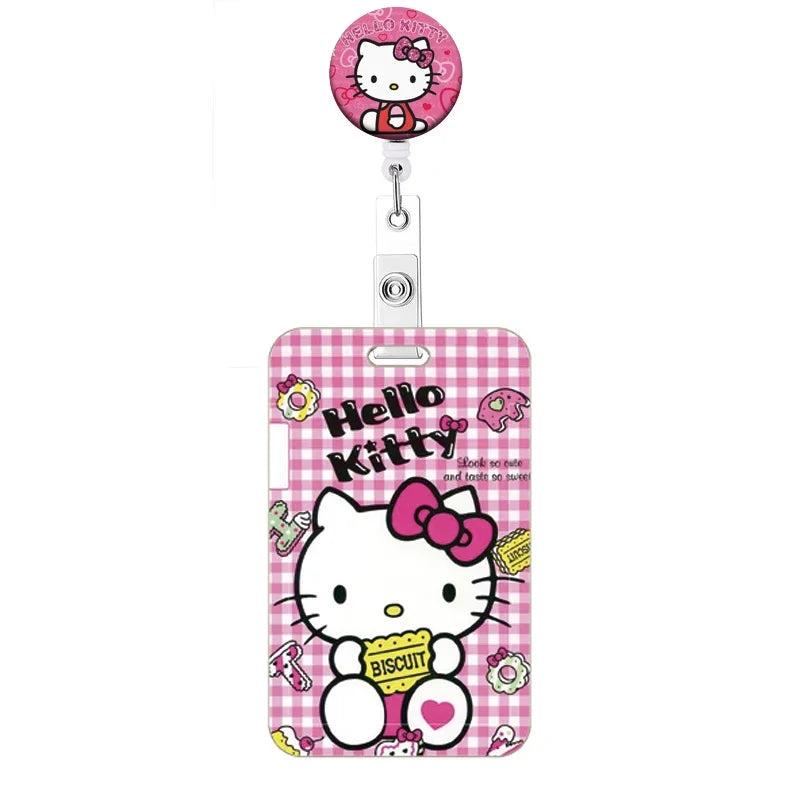 Cartoon Hello Kitty Retractable Clip ID Card Holder Women Door Badge Reel Yoyo Girls Cardholders Nurse Hang Credential Buckle