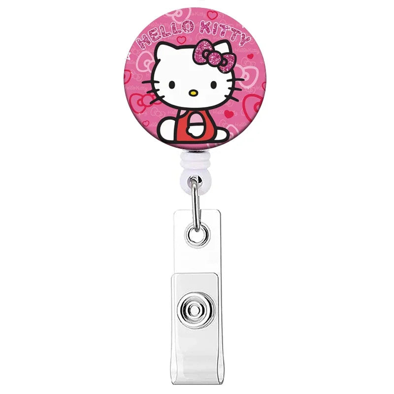 Cartoon Hello Kitty Retractable Clip ID Card Holder Women Door Badge Reel Yoyo Girls Cardholders Nurse Hang Credential Buckle