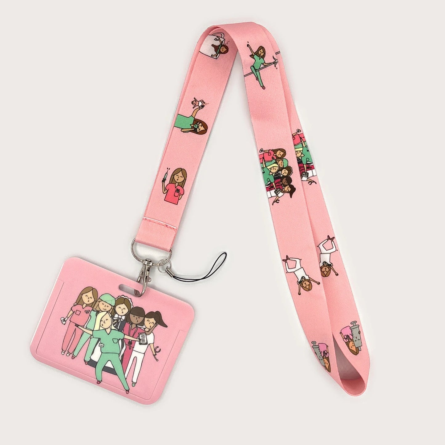 Nurse Life Lanyard Credit Card Holder Neck Strap Cartoon Business Keychain Hang Rope ID Badge Holder Lariat Lasso