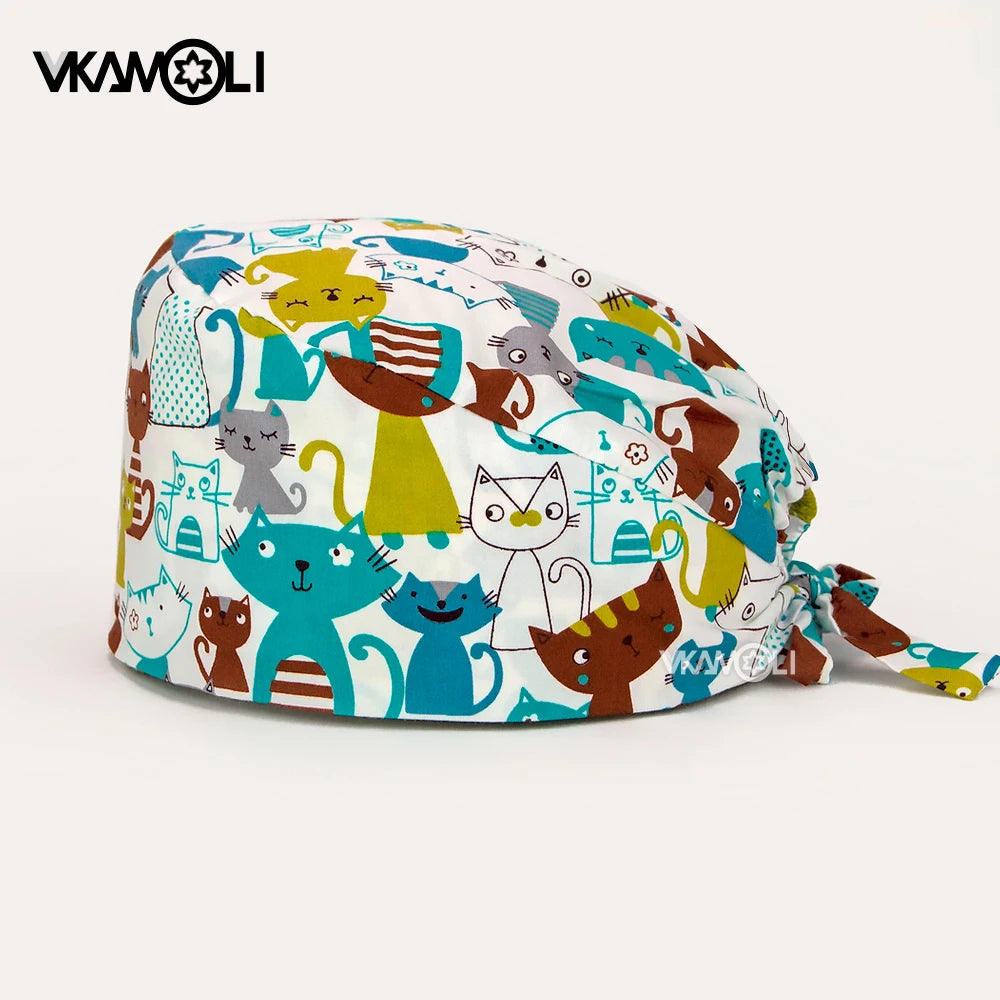 Cute animal print women Scrubs Caps Pet shop Work Scrubs Breathable Lab scrub hat nursing hat wholesale nurseshair hats