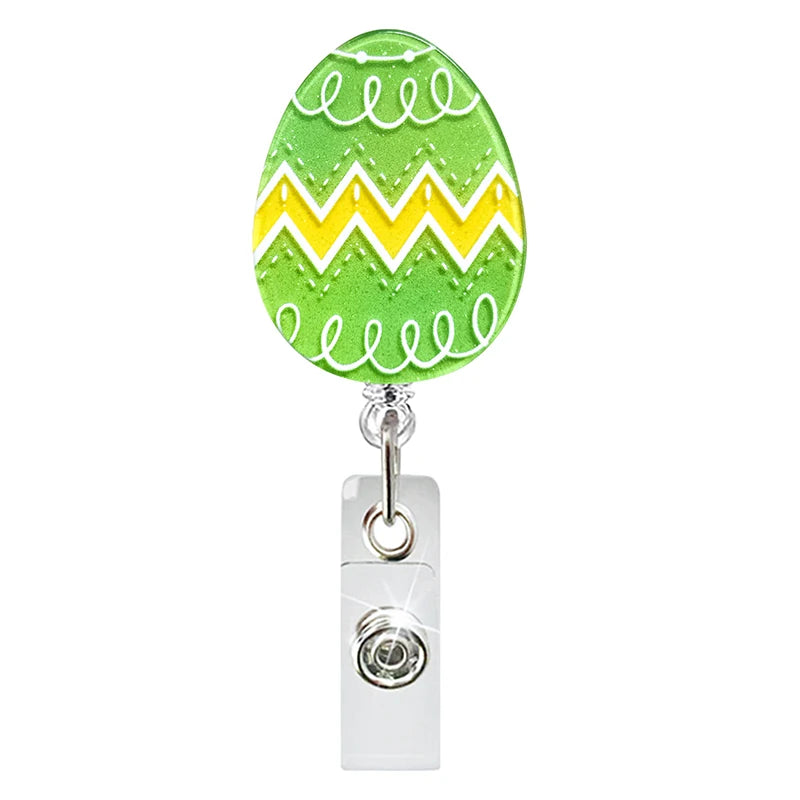 Easter Badge Reels Acrylic Retractable Nurse Badge Reel Easter Badge Reel Egg Cute Badge Reels ID Holiday Badge Holder For Nurse