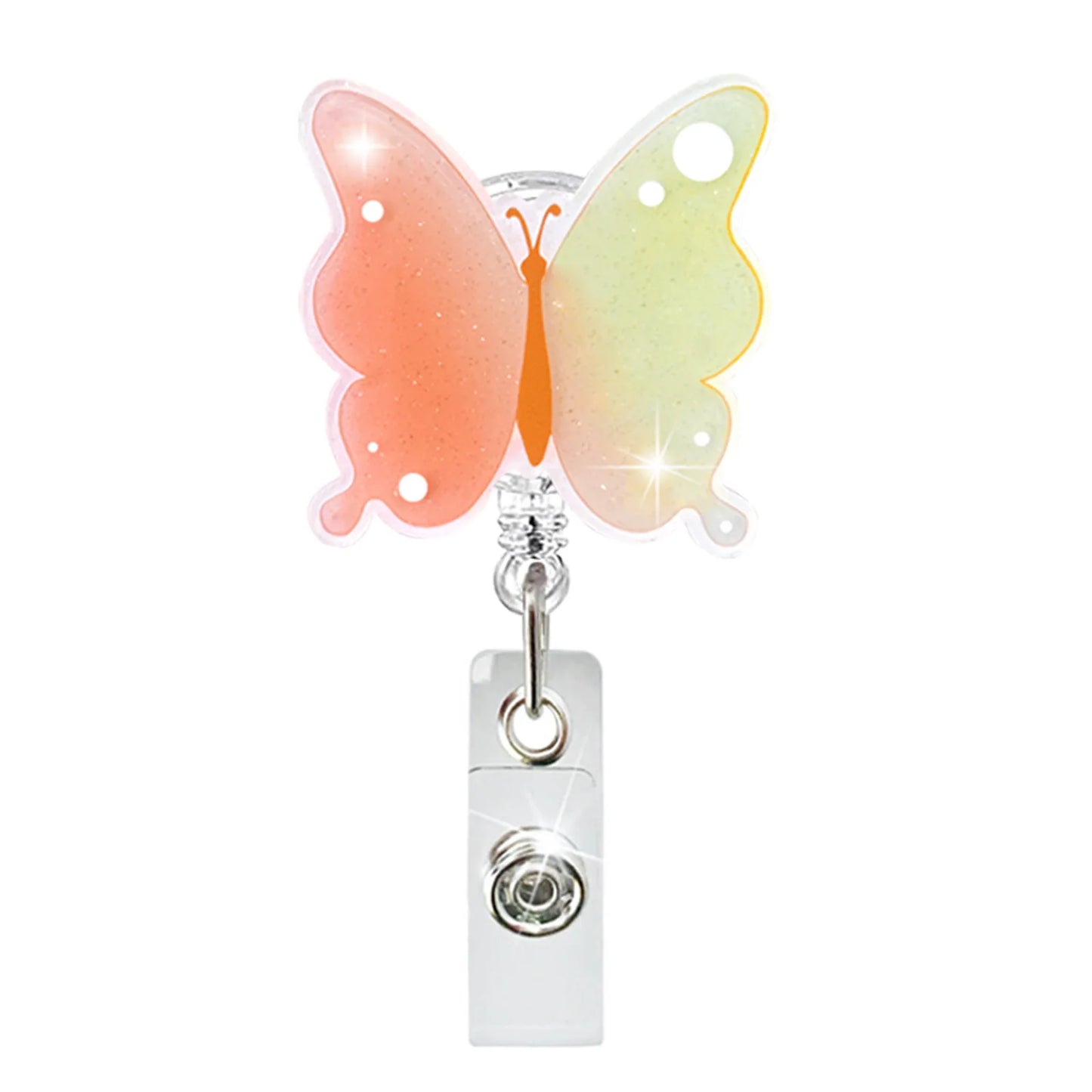 Work Card Clips Butterfly Crystal Chest Card Retractable Badge Reel Nurse Badge Clip Hospital Badge Holder ID Card Clips