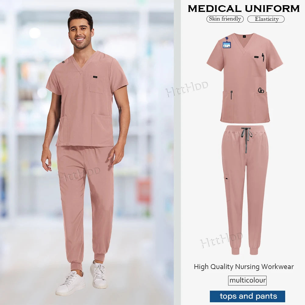 Niaahinn Uniforms High Quality Medical Nursing Scrub Unisex Pet Beauty Dental Clinic Nurses Uniform Multicolour Mens Scrubs Sets