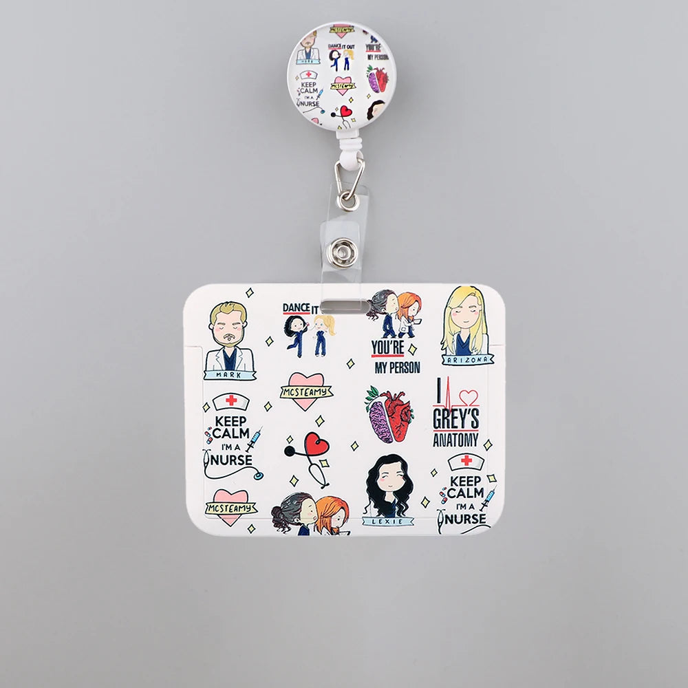 Grey's Anatomy Retractable Badge Holder Reel Nurse Exhibition Card Holder Doctor ID Card Chain Clips School Student Office