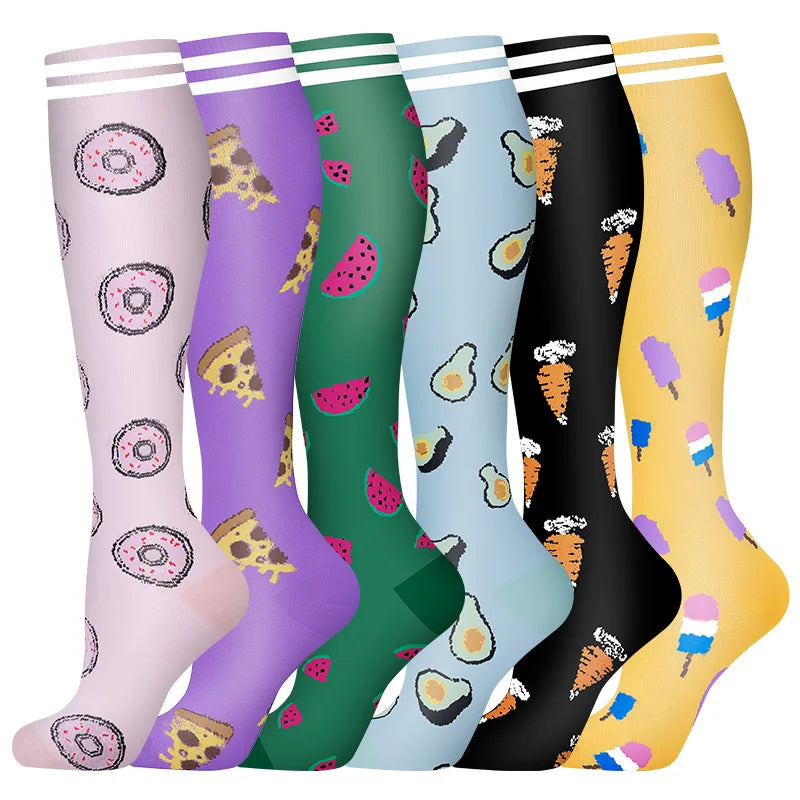 3/6Pairs Compression Socks Outdoor Sports Riding Compress Stretch Stockings Nurse Calf Pressure Leg Socks Swollen Varicose Veins