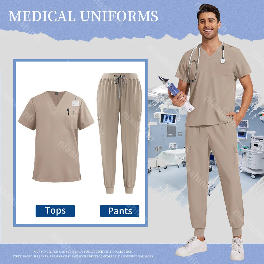 Operating Room Scrub Suit Medical Uniform Hospital Doctor Work Sets Medical Accessories Dental Surgical Suits Workwear Wholesale