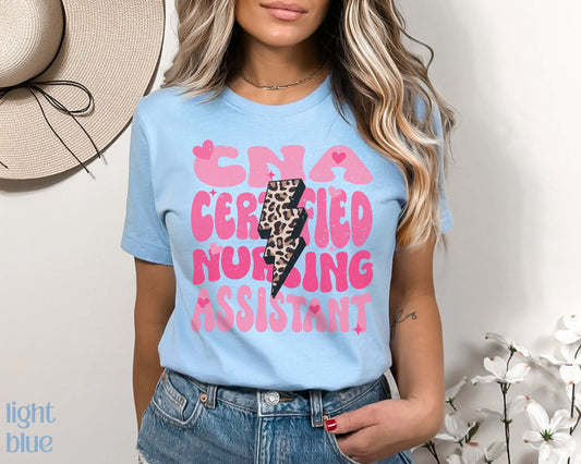 Retro Cna Valentines Day T Shirt Valentine Distressed Certified Nursing Assistant Leopard Print Thunderbolt