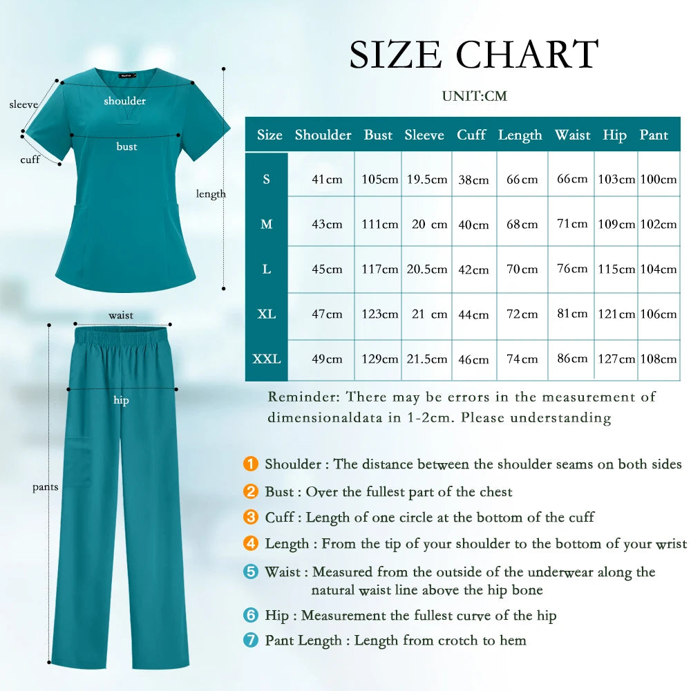 Nurse Medical Uniform High Quality Pet Grooming Care Workwear Set Scrubs Operating Room Surgical Gown Short Sleeve Elastic Pants