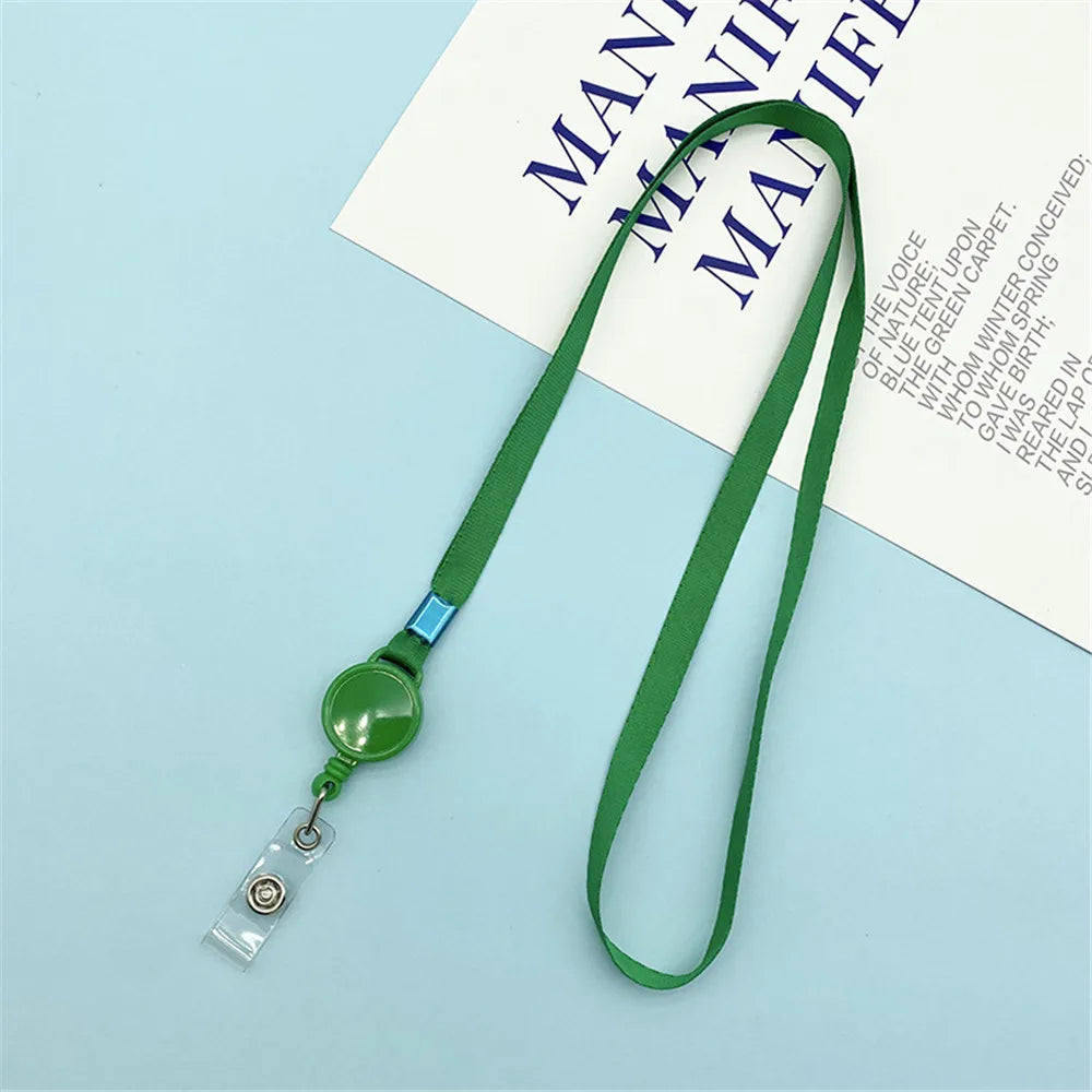 Long Retractable Badge Reel Lanyard Name Tag Card Badge Holder Universal Office Work Card Id Hanging Rope Necklace Strap Supplie