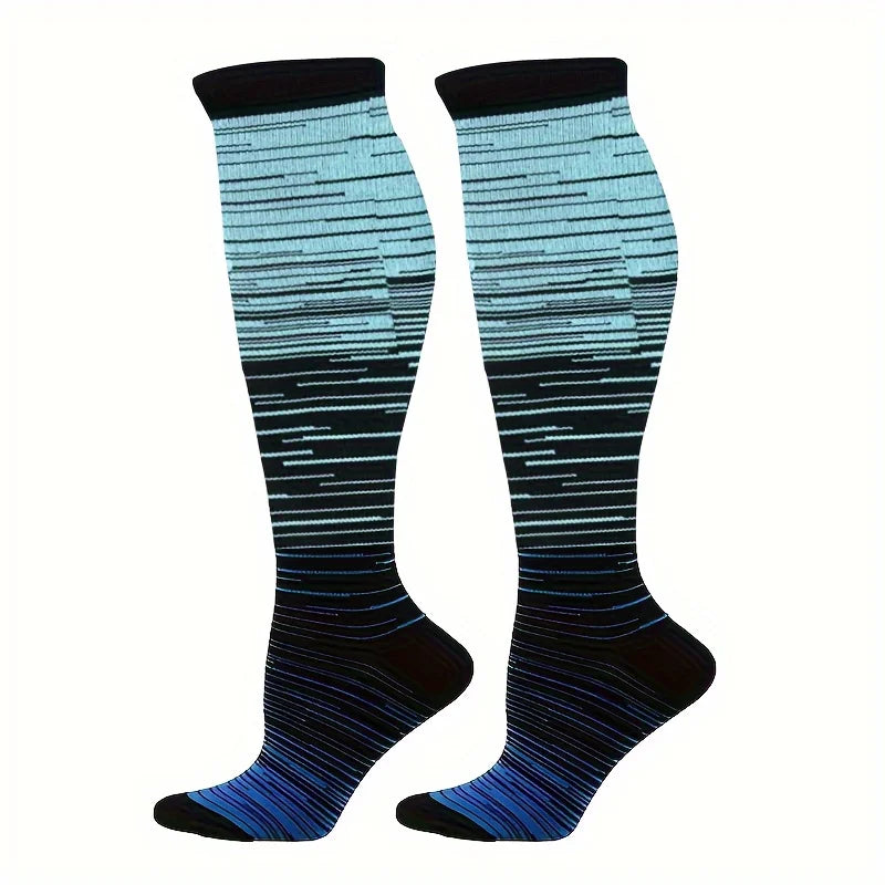 Pressure Socks Striped Gradient Compression Stockings for Men and Women Compression Socks for Cycling Sport